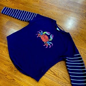 Crown & Ivy women’s shirt tropical crab spring size XL